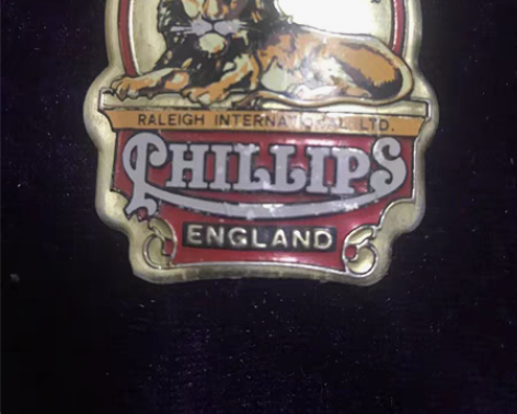 英国菲利普自行车后泥板上的车标，彩标铝制，...