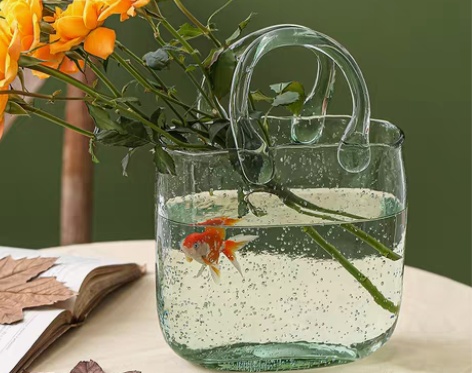 转卖小红书网红创意手提篮包包玻璃花瓶手提包...