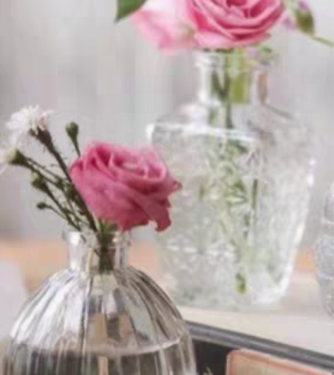 法式复古浮雕玻璃迷你小花瓶ins风透明水培...