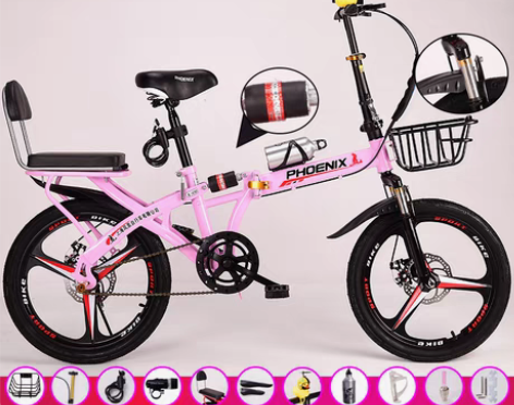 转卖凤凰折叠自行车女式成年超轻变速便携轻便...