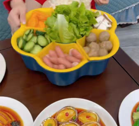 包邮双层旋转火锅沥水篮厨房家用多功能菜盘水...