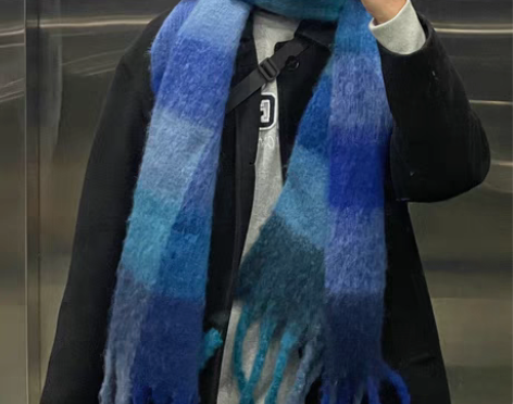 转卖R1DGE 韩版格子流苏围巾秋冬男女加...