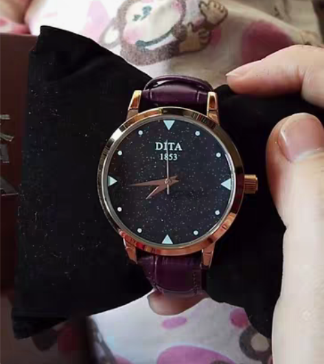 包邮迪塔璀璨星空女士手表男士手表紫色皮带9...