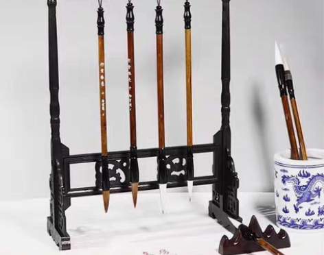 包邮毛笔架鸡翅木笔挂架子挂架笔架毛笔挂简约...