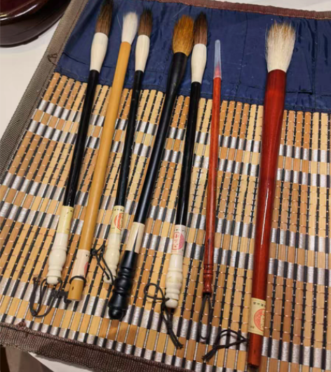 包邮六品堂 全新未用 鸡翅木笔架+毛笔+砚...