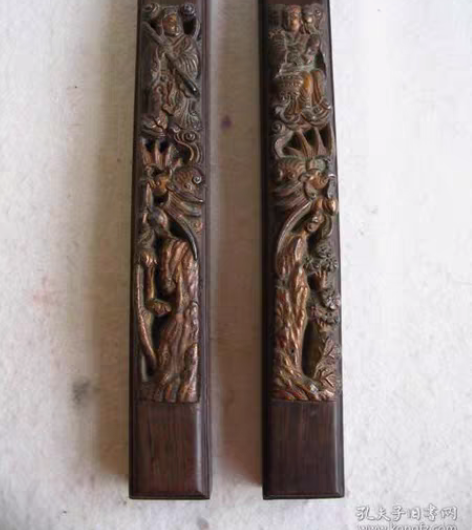 包邮老的红木镇纸一对：吕洞宾与蓝采和 长3...