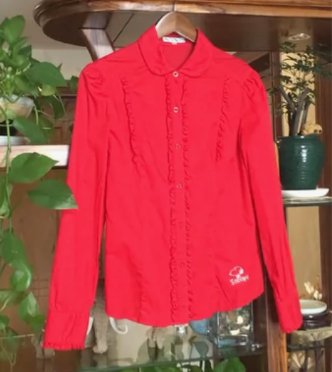 （8成新）SNOOPY红色长袖衬衫XL码 ...