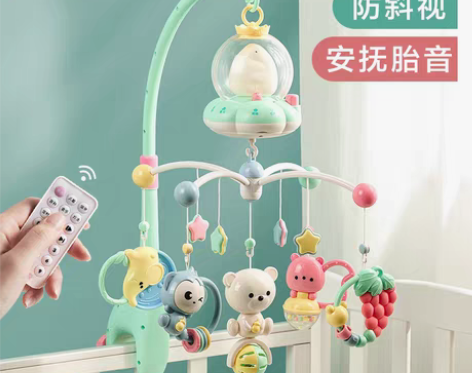 转卖新生儿床头摇铃婴儿车旋转益智床上吊挂床...