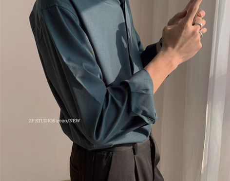 转卖禁欲系韩国INS气质复古垂感免烫墨绿色...