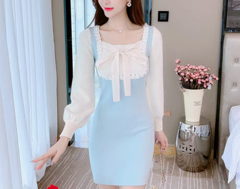 转卖法式长袖针织连衣裙子女秋装2021年新...