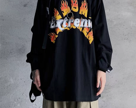 转卖ins欧美嘻哈潮牌火焰字母印花薄款卫衣...