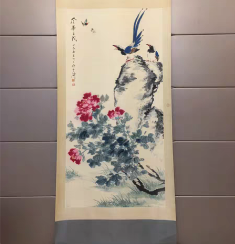 包邮王雪涛 风华正茂  中堂立轴挂画 纯手...