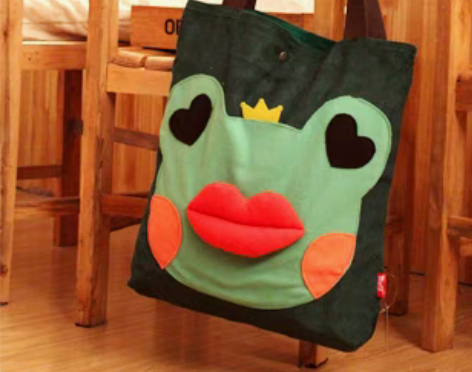 转卖【顽】萌萌蛙单肩包斜挎包挎包纯棉帆布包...