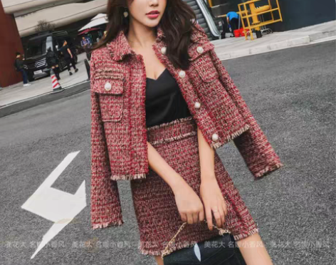 转卖2018秋冬新款时尚名媛小香风套装短外...