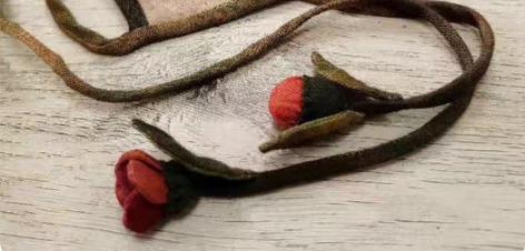 植物染老粗布，原创设计，手工贴花布艺帽子口...