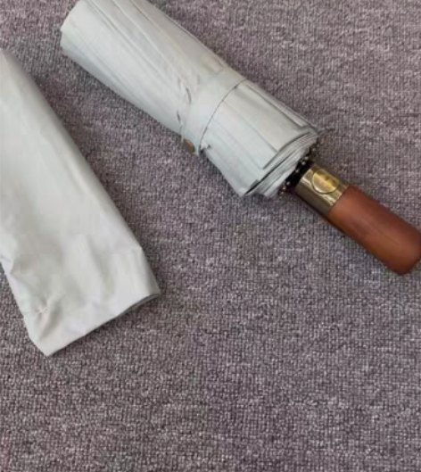 包邮16骨三折全自动原木柄雨伞男士商务加大...