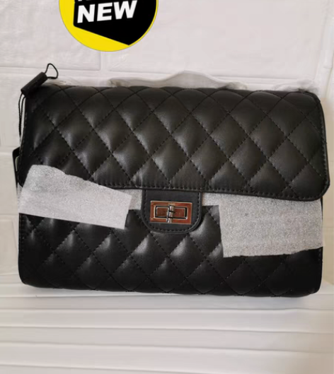 包邮全新带吊牌经典菱形格全牛皮小香风链条包...