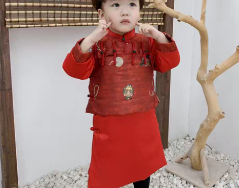 转卖男童唐装中国风宝宝古装儿童喜庆红色周岁...