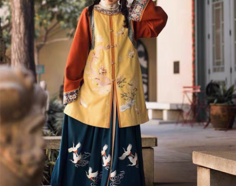 包邮徐娇织羽集龙嘘云灵毛呢外套半身裙改良汉...