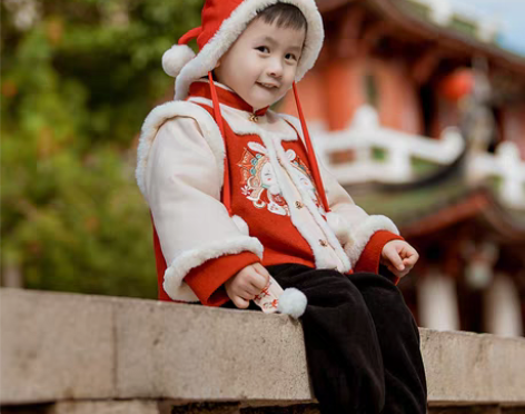 转卖冬装男童唐装套装古风汉服中国风加厚宝宝过年拜年服童装周岁...