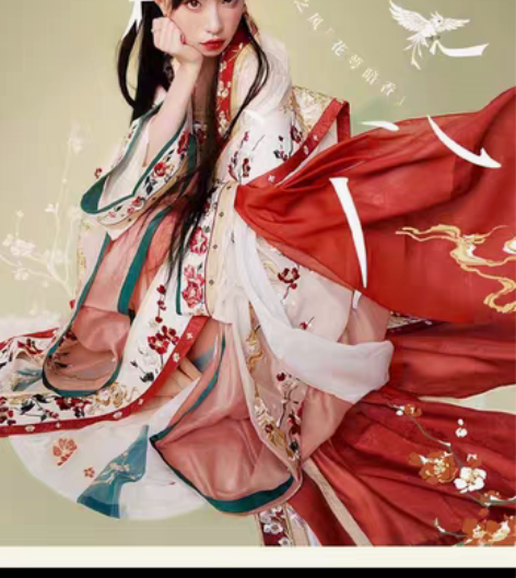 十三余小豆蔻儿[花萼暗香]对襟长衫褶裙大袖...