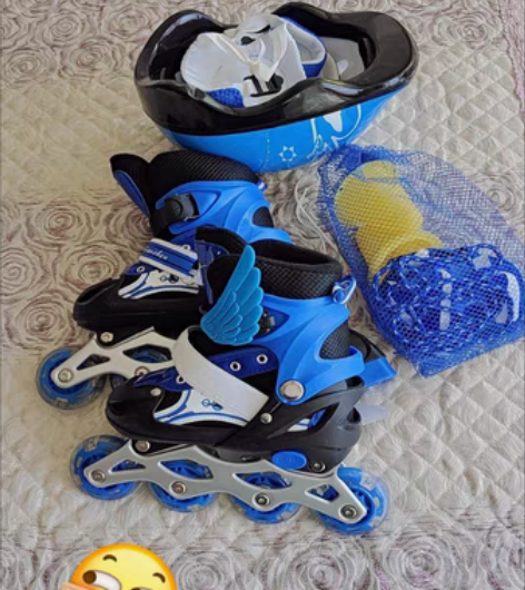 包邮【八轮全闪】闲置全新儿童溜冰鞋套装男童...