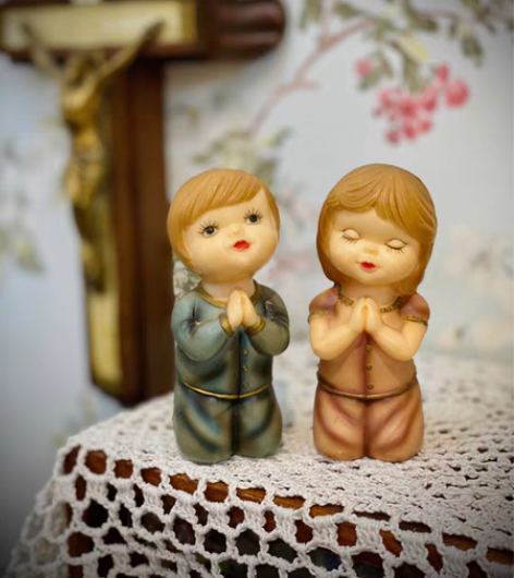 包邮6070年代/香港产/祈祷娃娃一对/古...