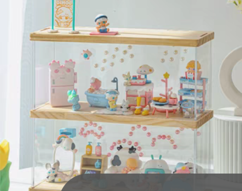 转卖盲盒展示架宅宅dimoo手办盒透明立牌...