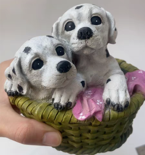 包邮vintage彩绘篮子藤筐斑点狗储蓄存...