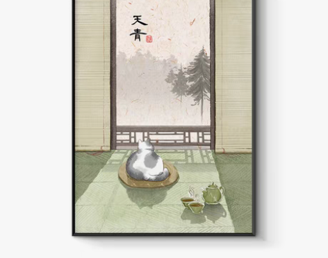 转卖【活动价】一见喜禅意新中式猫咪饭桌餐厅...