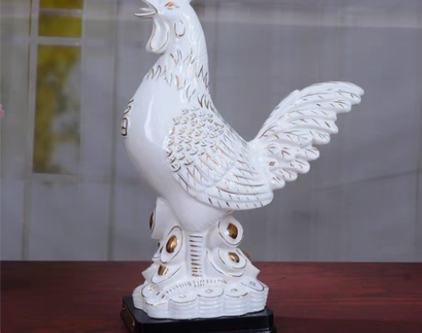 转卖陶瓷十二生肖大公鸡摆件黑色白色红创意家...