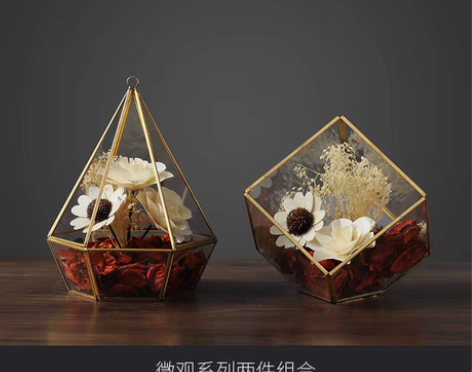 转卖北欧现代简约几何花房玻璃罩摆件创意家居...