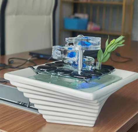 创意家居装饰品流水摆件客厅简约现代加湿器喷...