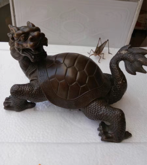 包邮回流铜龙龟摆件，品相好，尺寸如图，19...