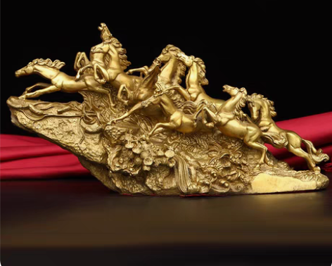 包邮骏马奔腾纯铜摆件家具摆件精工打造台湾工...