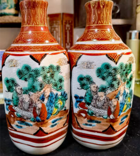 包邮日本回流九谷庄三德利瓶，保持完好！特特...