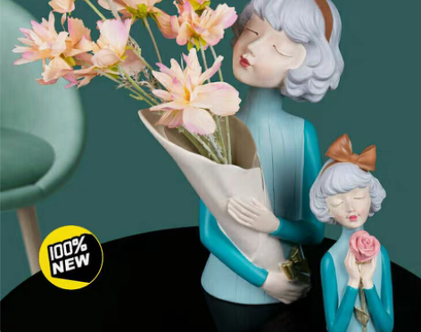 包邮北欧轻奢蝴蝶结泡泡女孩捧花摆件装饰品客...