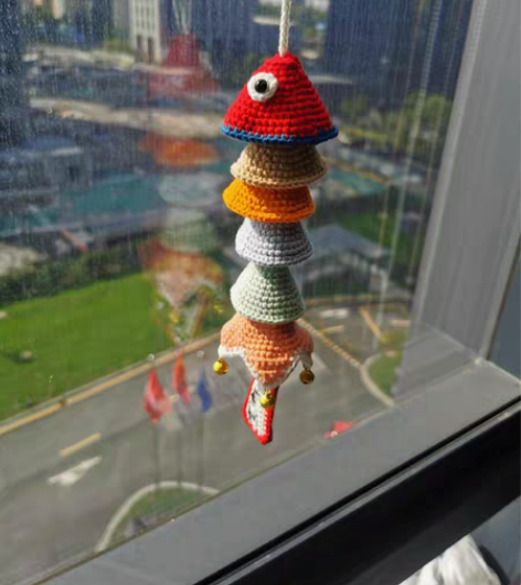 包邮钩针年年有余车挂七彩彩虹鱼车挂 苏苏姐...