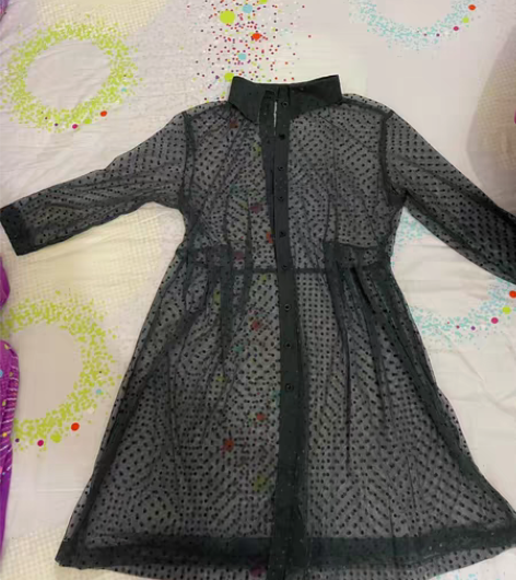 包邮深灰色蕾丝镂空开衫薄款，料子很舒服，仅...