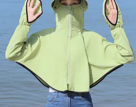 转卖夏季户外防晒披肩手套一体遮脸帽子防紫外...