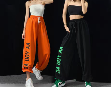 转卖原创欧美ins嘻哈爵士街舞运动裤女宽松...