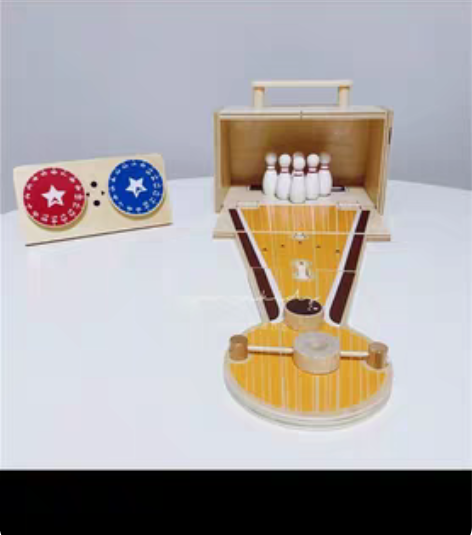 包邮儿童木质保龄球足球手拎玩具箱可外出携带...