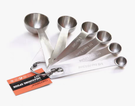 转卖学厨 304不锈钢量勺6件套装奶粉勺刻...