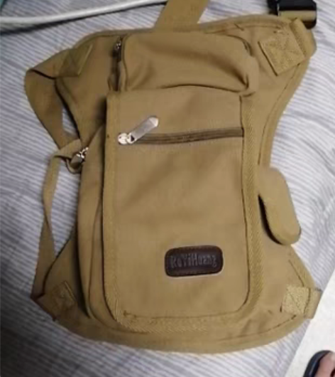 闲置品牌的纯帆布 骑行腰腿包 户外休闲腿挂...