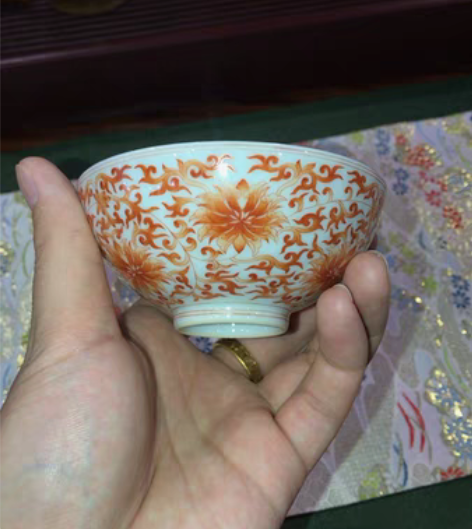 包邮忘言造物【精品】 「 品名 」矾红缠枝...