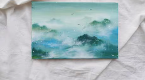 包邮【丙烯·烟雨】纯手绘油画装饰画挂画包邮...