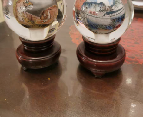 包邮内画水晶球 老虎的那个偏大 长城的小一...