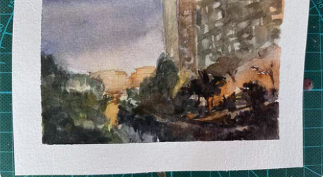 包邮原创手绘超小幅水彩速写风景，画幅约15...