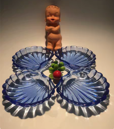 包邮民国蓝玻 贝壳盘每个 25元包邮 全品...