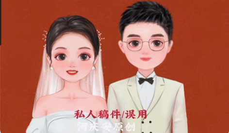 包邮定制婚纱照手绘卡通头像定制情侣头像生日...